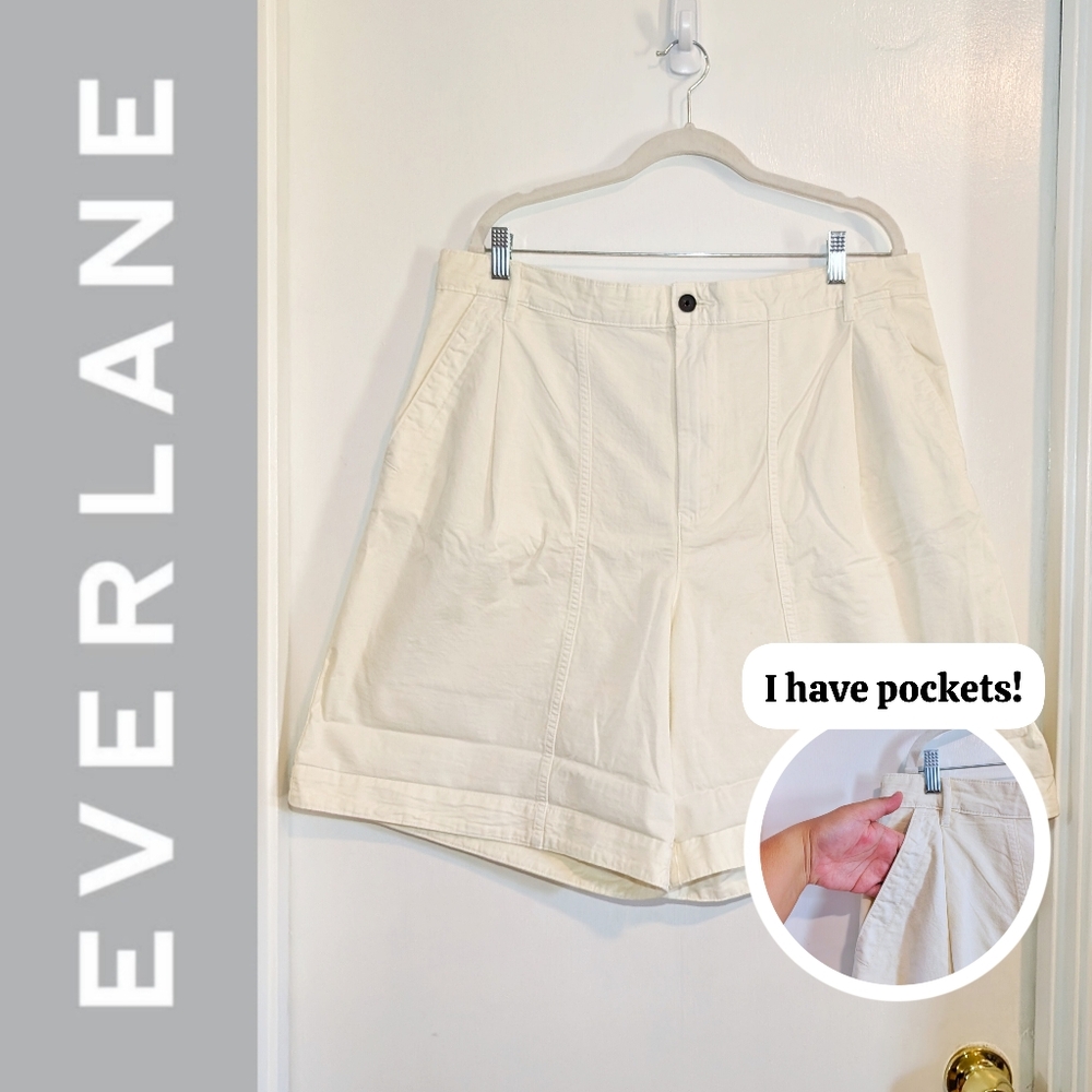Everlane Pleated Bag Tourist Shorts Off white Canvas size 16